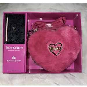 Juicy Couture Pink Heart Fur Bag and Wallet Set